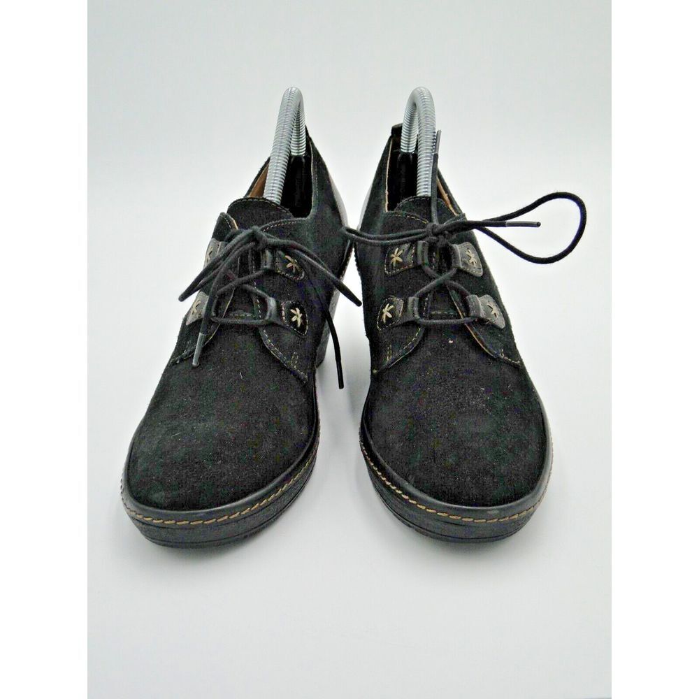 Sofft Camilla Black Suede Leather‎ Lace Up Wedge Women's Size 9M